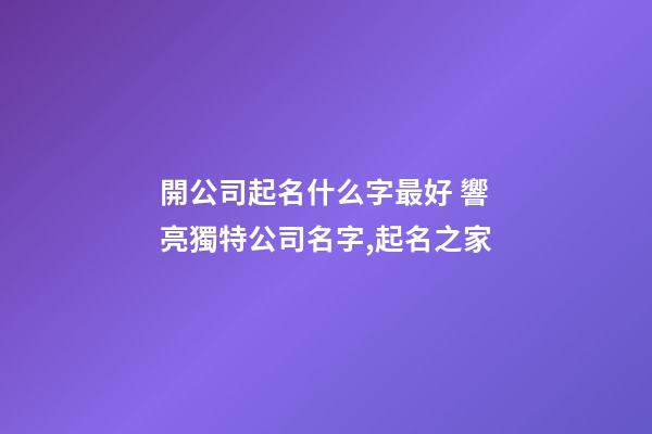 開公司起名什么字最好 響亮獨特公司名字,起名之家-第1張-公司起名-玄機派